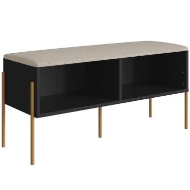 Imagem de Sapateira Banco Hall De Entrada Industrial Indy A03 Nero Dourado