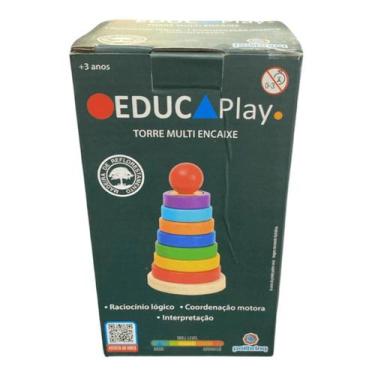 Imagem de Brinquedo Educativo de Madeira Torre de Cores e Formas Multi Encaixe E