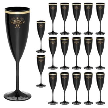 Imagem de Taça Espumante Boas Festas 170ml Borda Dourada Acrílico - 18pçs - NEOP