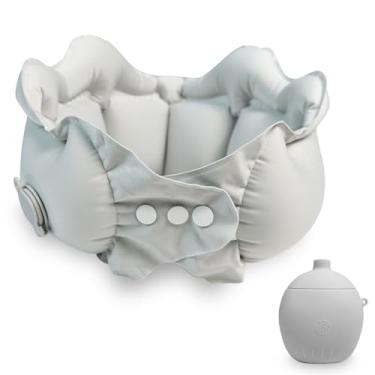 Imagem de Travesseiro inflável portátil de pescoço inflado rapidamente almofada lavável acampamento encosto de cabeça dormir para avião, carro, ônibus, trens, casa, escritório, soneca, viagem essencial (cinza)