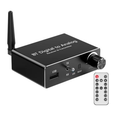 Imagem de BaotyJie Adaptador conversor de áudio digital para analógico (DAC) com controle remoto, receptor e transmissor de áudio para cinema, TV e telefone residencial.