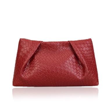 Imagem de Bi&Yamigeo Bolsa feminina clutch de tecido, bolsa de couro PU com fecho magnético franzido, bolsa sem alça para festa de formatura de casamento, Borgonha