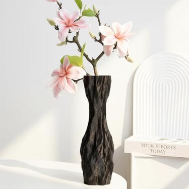 Imagem de Vaso de cerâmica escultural preto, vaso decorativo moderno de forma irregular para decoração de casa, centro de mesa artístico minimalista para sala de estar, quarto, escritório