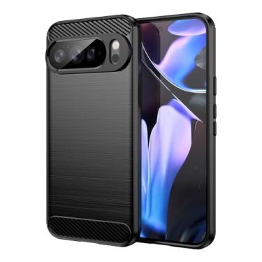 Imagem de Sidande Capa para Pixel 10 Pro XL, capas para Google 10ProXL, capa ultrafina com absorção de choque de fibra de carbono TPU borracha protetora para Google Pixel 10 Pro XL preta