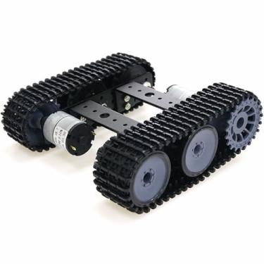 Imagem de Kits de iniciação de chassi de carro rastreado de robô premium, MiniTP100 kit de aprendizado de controle de chassi de robô de tanque inteligente de metal com 2 pistas para Arduino RaspberryPie