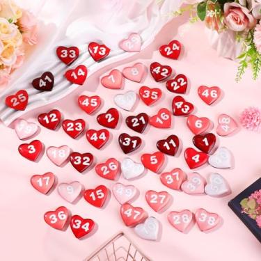 Imagem de Saysurey 1-50 Magnetic Numbers Large Heart Glass Magnets Number for Refrigerator Whiteboard Dry Erase Boards Classroom Round Number Fridge Magnets for Whiteboard Home School Office 1.28 Inch