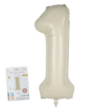 Imagem de 40in Birthday Big Number Balloon - CARGEN Giant Foil Balloons for Women Men Birthday Party Wedding Anniversary Supplies Decorations, Creamy White One, No.1