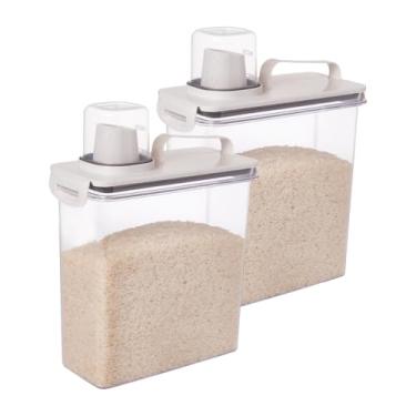 Imagem de Kit 2 Potes Herméticos 3L Trava Mais Branco – Organizadores Herméticos para Farinhas, Grãos e Mantimentos com Tampa Dosadora e Copo Medidor