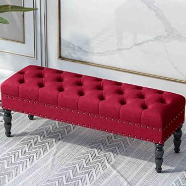 Imagem de Banquetas otomanas para sala de estar trocador de sapatos banco de sofá banco de cabeceira de cama banco doméstico banco de pés loja de roupas banco de descanso / vinho tinto/150 x 45 x 40 cm