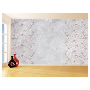 Imagem de Papel De Parede 3D Concreto Linhas Dourado Rose 3,5M Kkt201 - Você Dec
