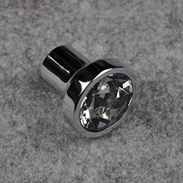 Imagem de 30 peças/lote K9 puxador de armário de cristal de vidro transparente e puxadores com liga de zinco cromado peça de metal (diâmetro: 28 mm)