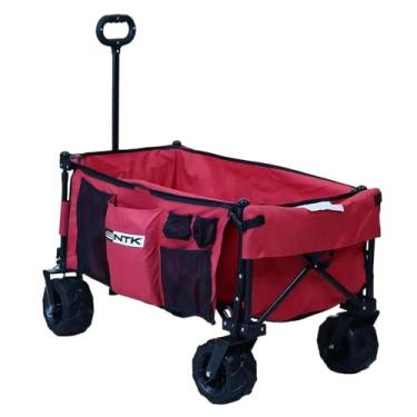 Imagem de Carrinho de Carga Dobrável Multiuso, Estrutura em Aço, Vermelho, Capacidade 80kg, Poliéster Oxford 600D, 92x49x89cm, para Camping, Praia, Pesca e Eventos
