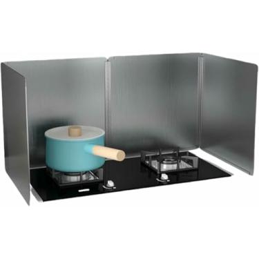 Imagem de Protetor de tela contra respingos de graxa para fogão de aço inoxidável, protetor de painel de metal dobrável de 4 lados (15,75)