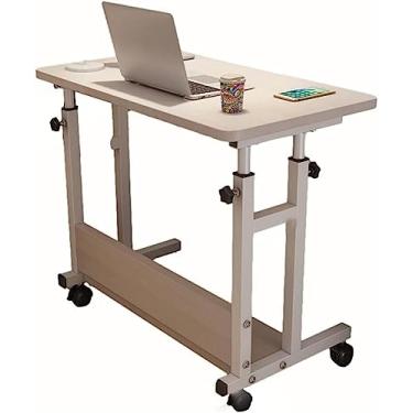 Imagem de BSNANCA Mesa Overbed Overbed Rodas de Mesa Mesa Laptop Bandeja Sobre a Cama Computador Escrita Mesa com Rodas Armazenamento Móvel Altura Ajustável Sente-se para Suporte Rolante Portátil, Natural, 6