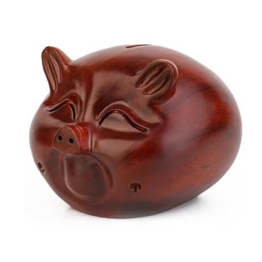 Imagem de ZABEES Mealheiro de madeira maciça ornamento adulto cofrinho fofo para porco para decoração de presente caixa de economia de dinheiro pode ser levado para fora