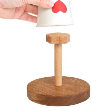 Imagem de Dispensador de copos | Suporte de caneca de madeira para bebidas, suporte decorativo para casa, restaurante, dormitório, acampamento, trailer, banheiro, sala de descanso, cafeteria, cabeceira