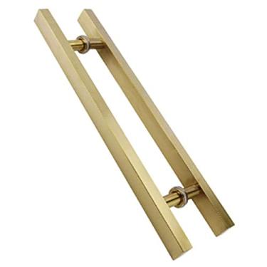 Imagem de Maçaneta de porta de celeiro deslizante moderna, maçanetas modernas de aço inoxidável 304 resistentes para banheiro, maçanetas modernas de vidro nos dois lados, maçaneta de barra feita de