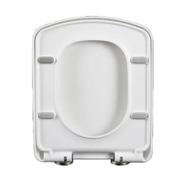 Imagem de Assento sanitário, assento sanitário macio fechamento macio assento de vaso sanitário quadrado - liberação rápida e fácil de limpar assento branco loo com dobradiças ajustáveis de fixação superior