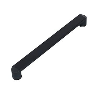 Imagem de Puxador de porta de banheiro empurrar e puxar aço inoxidável preto fosco barra de toalha única barra de suporte de porta de vidro para box de chuveiro (tamanho: 440 mm)