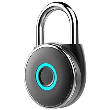 Imagem de Cadeado de impressão digital, cadeado inteligente, cadeado de alta segurança, USB Rechargea cadeado antirroubo para armário, academia, porta, bagagem, mala, guarda-roupas (preto)