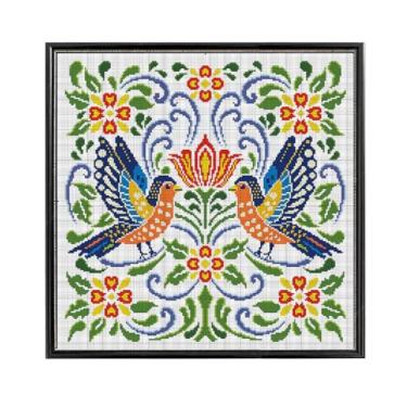 Imagem de FREEBLOSS Kits de ponto cruz estampados com flores vetoriais de 11 quilates, kits completos de bordado com instruções (sem garantia de versão em português), kit de pendurar na parede para decoração de