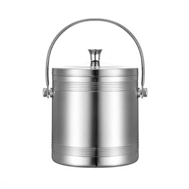 Imagem de Balde de gelo de aço inoxidável martelado com suporte, refrigerador de vinho e cerveja no chão, refrigerador de bebidas externo/interno para festas e eventos