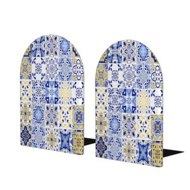 Imagem de Suporte de livros de madeira étnico grande padrão mexicano suporte de livros decorativo antiderrapante resistente terminais de livro para mesa de escritório em casa biblioteca de estudo escolar