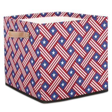 Imagem de hongjinglin Cestos dobráveis de armazenamento de cubos, listras, estrelas, caixas dobráveis para crianças, brinquedo com alças, organizador de tecido, cesto organizador para berçário, sala de estar