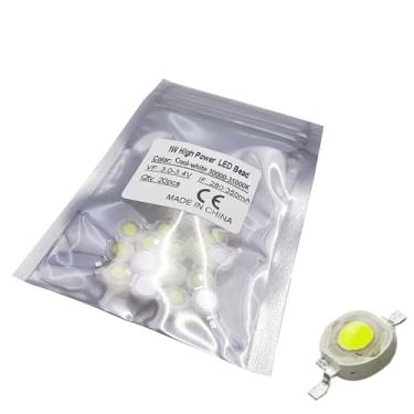 Imagem de Vrabocry 20 peças de chip LED de alta potência 1W branco frio 30000k-35000k 300mA - 350mA / DC 3V - 3,4V / 1 Watt SMD COB componentes emissor de luz lâmpada de diodo lâmpada de diodo iluminação DIY