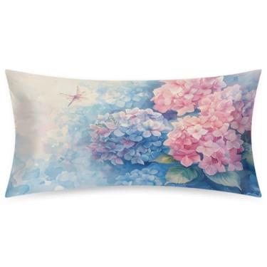 Imagem de Fronha King Size de cetim de seda para cabelo e pele, capa de almofada, macia, deslizante, flor, azul, rosa, libélula, fronhas, com fecho de envelope para dormir, mulheres, homens, crianças, 50,8 x