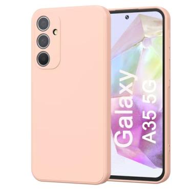 Imagem de ToGomal Capa de silicone para Samsung Galaxy A35, capa protetora de corpo inteiro com toque macio e sedoso 360, capa de telefone à prova de choque, rosa