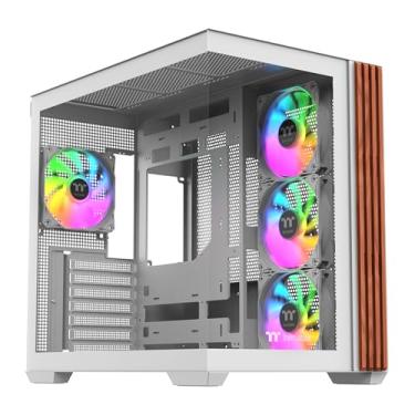Imagem de Thermaltake Ver 380 WS ARGB; chassi de torre média; acabamento lateral de madeira; ventoinhas ARGB Lite de 4 x 120 mm incluídas; folga GPU de 415 mm; câmara dupla; ATX/mATX/mITX; suporte de conector