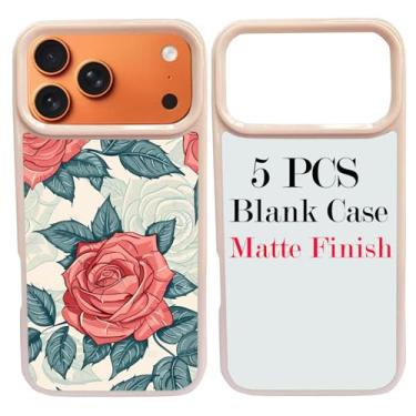 Imagem de JUSTRY 5 conjuntos de capas de telefone em branco de sublimação para iPhone 17 Pro Max, 2 em 1 2D DIY TPU em branco capa de borracha macia + inserções foscas, fácil de sublimar personalizado subb