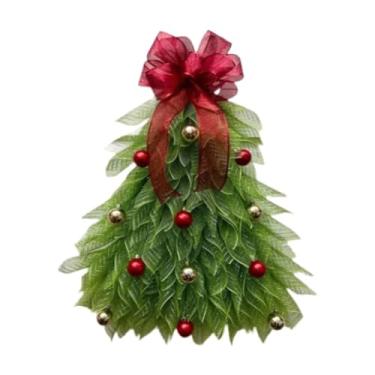 Imagem de shamjina Guirlanda de árvore de Natal Guirlanda de Natal artificial com luzes Triângulo Guirlanda de Natal Decoração suspensa para festival Fazenda