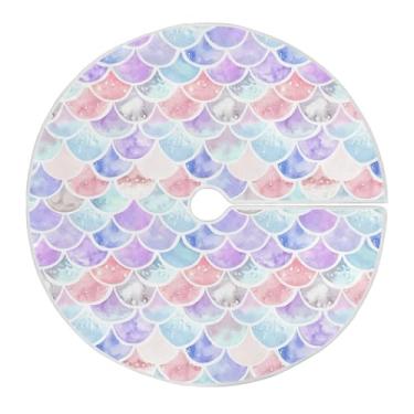 Imagem de ATTX Saia de árvore de Natal com escamas de sereia coloridas, 90 cm, decoração festiva para festas de Natal e Ano Novo #174