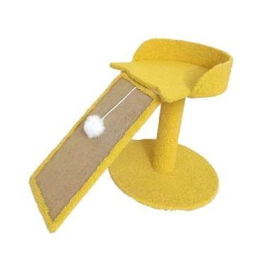 Imagem de Generic Torre para Gatos com Bola de Brinquedo, Criativa, com Placa de Arranhar, Arranhador de Sisal para Gatos Internos, Arranhador de Gatinhos, Amarelo