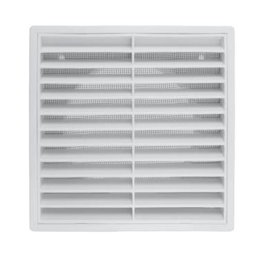 Imagem de HEVSTIL Grelha de ventilação de 12 cm – Grelha de ventilação branca montada na parede para banheiro, escritório, ventilação de sala (flange 12 cm Ø/tampa 17,5 cm x 17,5 cm)