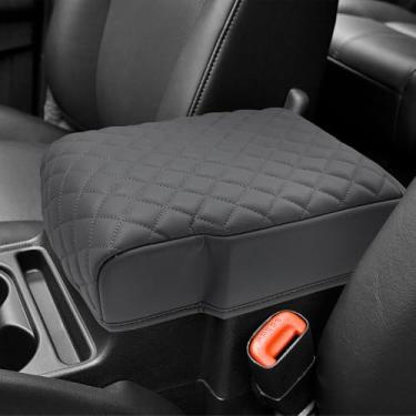 Imagem de KBH Capa de apoio de braço para console central para Jeep Commander Cherokee 2005-2010, almofada de espuma protetora da tampa do console médio, acessórios interiores de couro PU, antiarranhões, cinza
