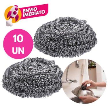 Imagem de Kit Esponja De Aço Inox Limpeza Pesada Bucha Brilho Panela Grelha Casa