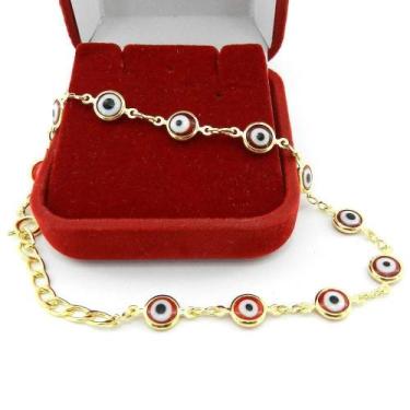 Imagem de Pulseira Feminina 19/23Cm 6Mm Olho Grego Folheada Ouro Pl338 - Wnbijou