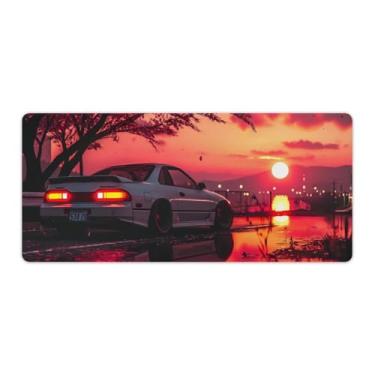 Imagem de HouLaiZhe JDM Car 240sx Sunset Red Sun Reflection Gaming Mouse Pads JDM Car Desk Pads Grandes Mousepads para teclado de mesa de computador 40 x 90 cm
