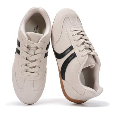 Imagem de Project Cloud Tênis feminino com cadarço para mulheres, tênis femininos modernos, com espuma de memória, tênis femininos - Sapatos femininos antiderrapantes (objetivo), Branco, 36