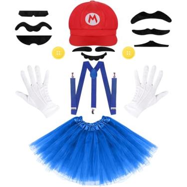 Imagem de Acessórios para fantasias de Halloween para mulheres adultas, conjunto de acessórios de fantasia de Halloween 2025 com chapéus, saias de tule, suspensórios, luvas para barba para meninas adolescentes