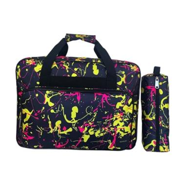 Imagem de KiBcsLic Bolsa para transporte de máquina de costura, portátil, para organização doméstica, transporte de máquina de costura de mão para viagens e academia, Preto