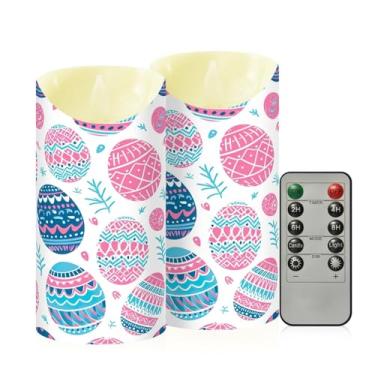 Imagem de Wassud Pacote com 2 velas fofas sem chama com controle remoto, velas realistas cintilantes com temporizador, velas decorativas para Natal, casamento, festa, decoração de casa média