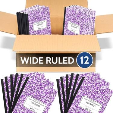 Imagem de EPI Caderno de composição de mármore pautado largo, roxo, 100 folhas, pacote com 12