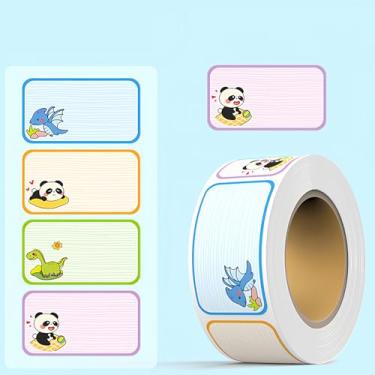 Imagem de Rolo de adesivo infantil com nome - Pacote com 280 etiquetas autoadesivas com tema animal à prova d'água para material escolar e creche (C359)