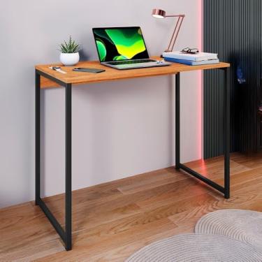 Imagem de Mesa Escrivaninha Escritório Estilo Industrial Computador Fácil Montagem(MARMORE/DOURADO,MENOR 74X40)