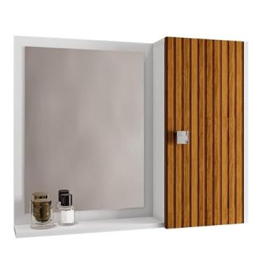 Imagem de Armário/Espelheira Com Espelho 1 Porta(Branco/3D Ripado)