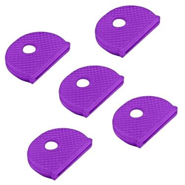 Imagem de Boguish Pacote com 5, capa para chaveiro, identificador de chave, marcador de etiqueta codificado, manga de PVC meia redonda para escritórios, casas e apartamentos